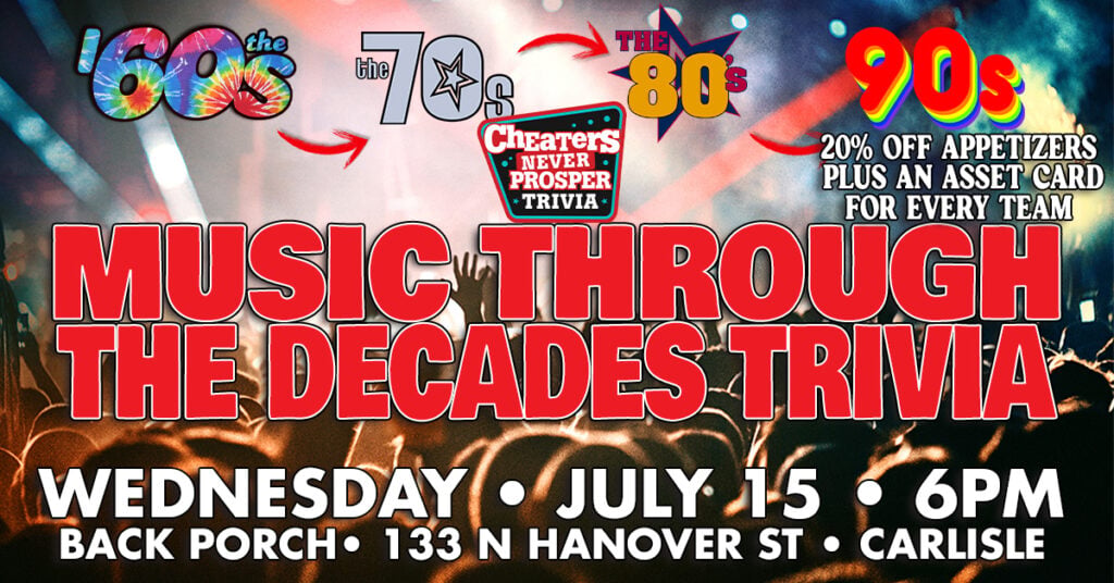 Music Through the Decades Trivia at Back Porch Brewing Inc - Carlisle - July 15