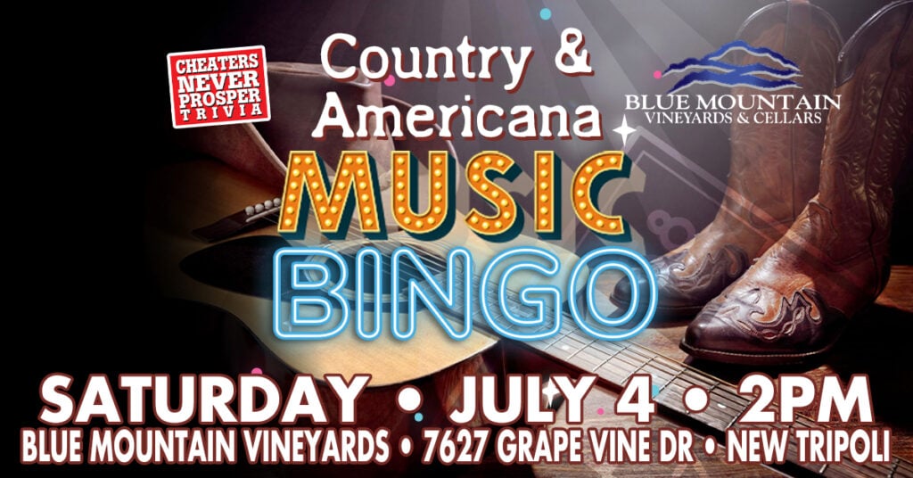 Country & Americana Music Bingo at Blue Mountain Vineyards - New Tripoli - July 4