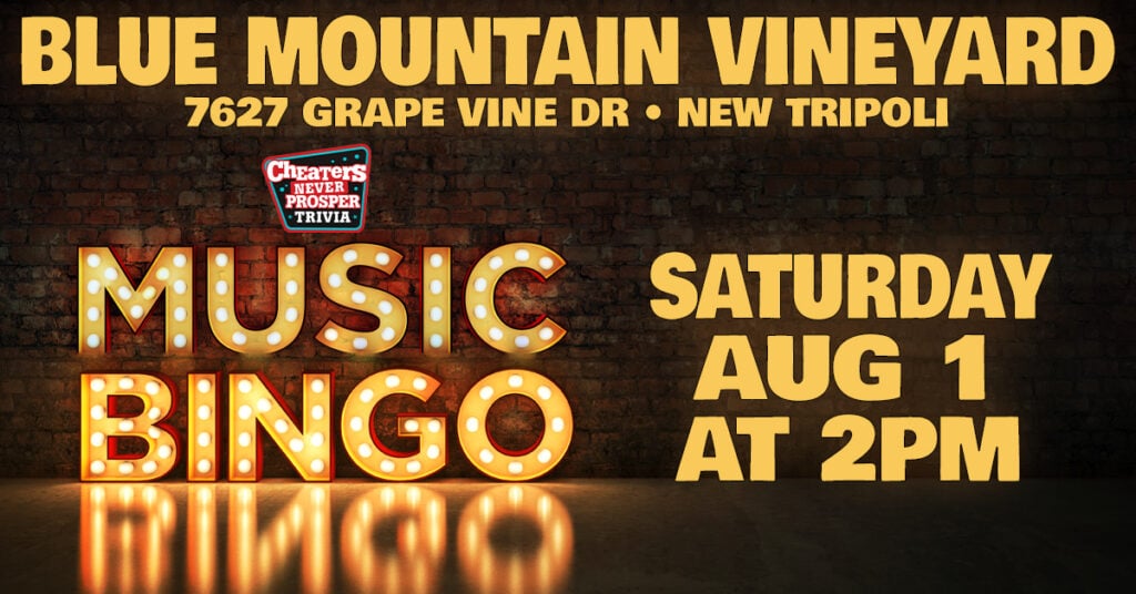 Music Bingo at Blue Mountain Vineyards - New Tripoli - Aug 1