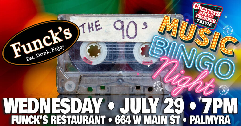 90s Music Bingo at Funck's Restaurant Leola - July 29