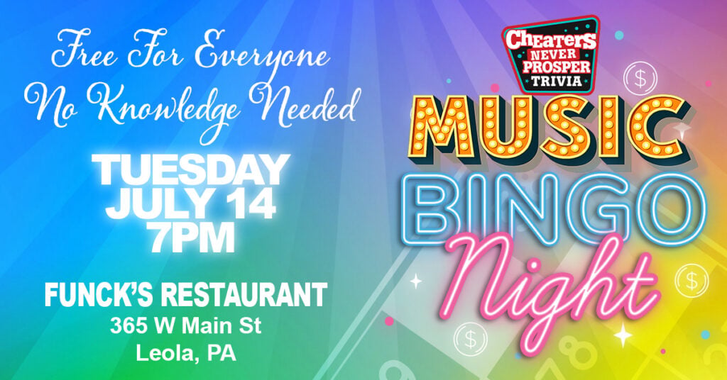 Music Bingo at Funck's Restaurant Leola - July 14