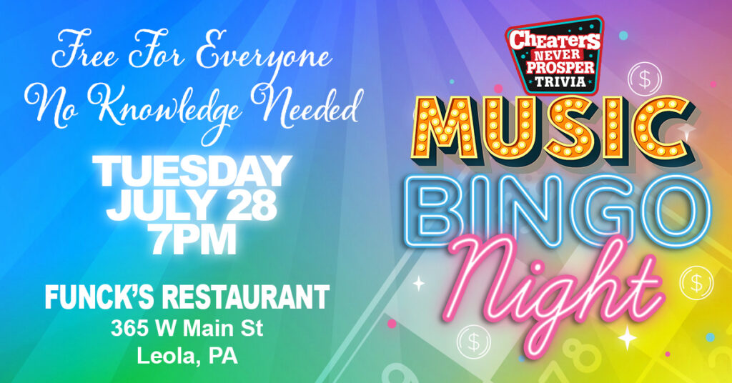 Music Bingo at Funck's Restaurant Leola - July 28