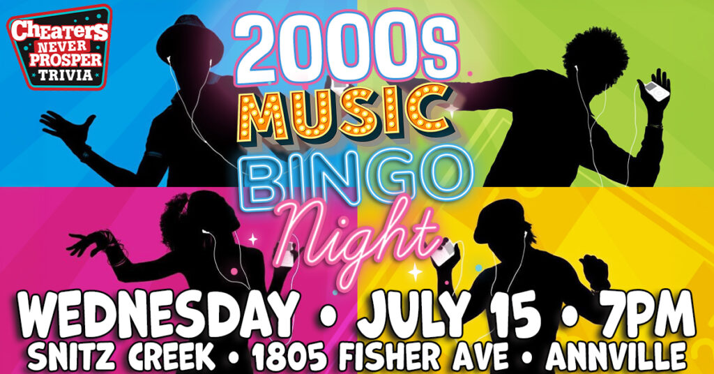 2000s Music Bingo at Snitz Creek Brewery Annville - July 15