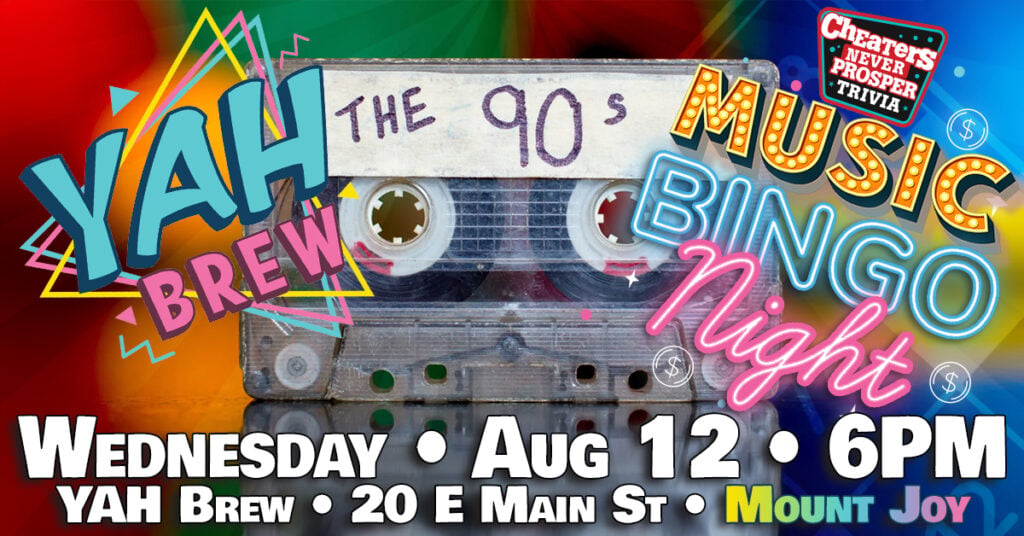90s Music Bingo at YAH Brew Mount Joy - Aug 12