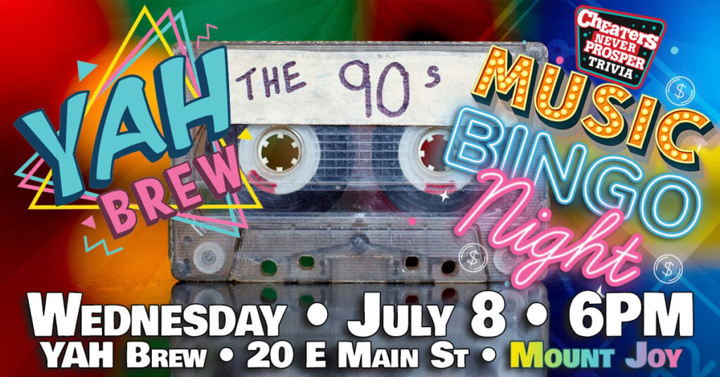 90s Music Bingo at YAH Brew Mount Joy - July 8
