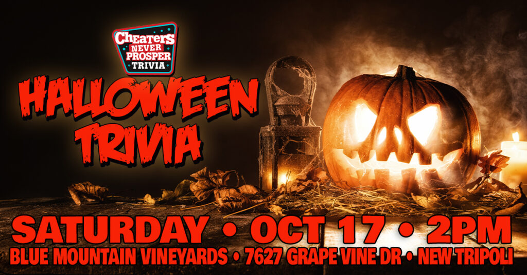 Halloween Trivia at Blue Mountain Vineyards in New Tripoli, PA on October 17, 2026 at 2 pm
