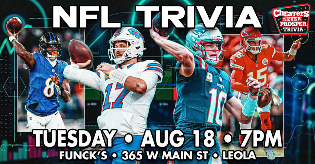 NFL Trivia at Funck's Restaurant in Leola, PA on August 18, 2026 at 7 pm