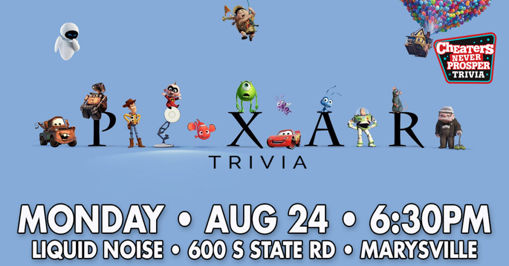 Pixar Trivia at Liquid Noise Brewing Co in Marysville, PA on August 24, 2026 at 6:30 pm