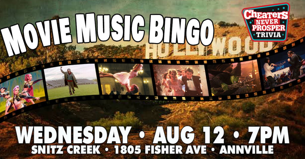 Movie Music Bingo at Snitz Creek Brewery in Annville, PA on August 12, 2026 at 7 pm