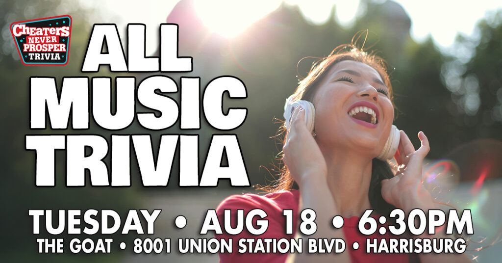 All Music Trivia at The Goat Brewing Co in Harrisburg, PA on August 18, 2026 at 6:30 pm