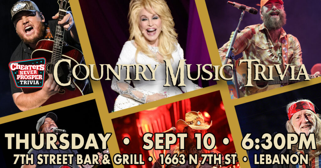 Country Music Trivia at 7th Street Bar & Grill in Lebanon, PA on September 10, 2026 at 6:30 pm