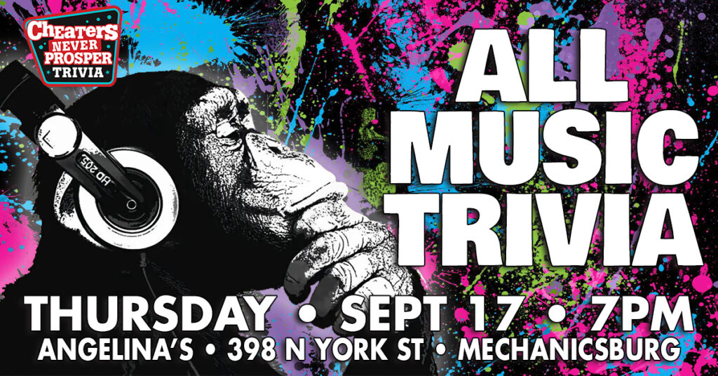 All Music Trivia at Angelina's Brewery & Grill in Mechanicsburg, PA on September 17, 2026 at 7 pm