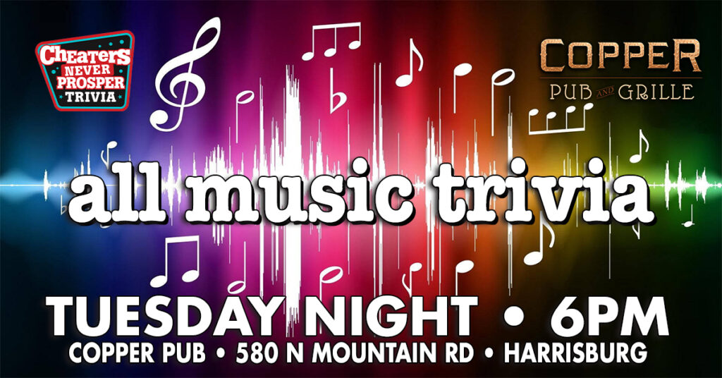 All Music Trivia at Copper Pub in Harrisburg, PA on September 8, 2026 at 6 pm