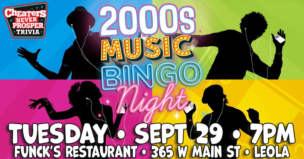 2000s Music Bingo at Funck's Restaurant in Leola, PA on September 29, 2026 at 7 pm