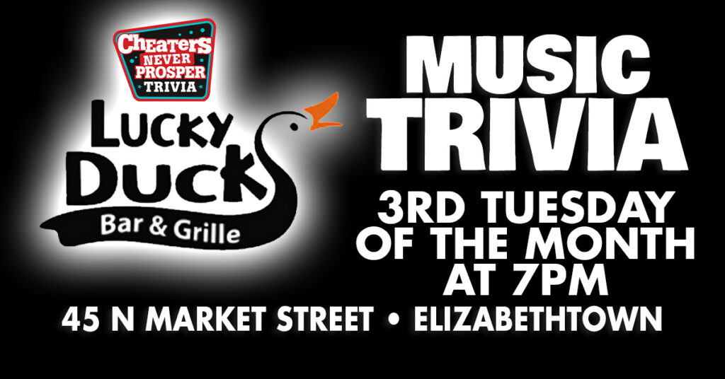 All Music Trivia at Lucky Ducks Bar & Grille in Elizabethtown, PA on September 15, 2026 at 7 pm
