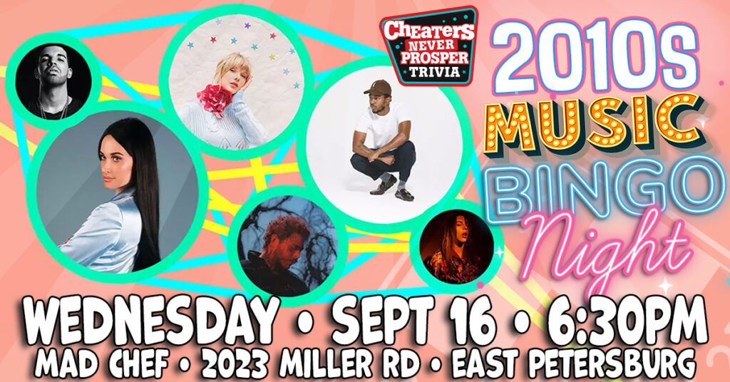 2010s Music Bingo at Mad Chef in East Petersburg, PA on September 16, 2026 at 6:30 pm