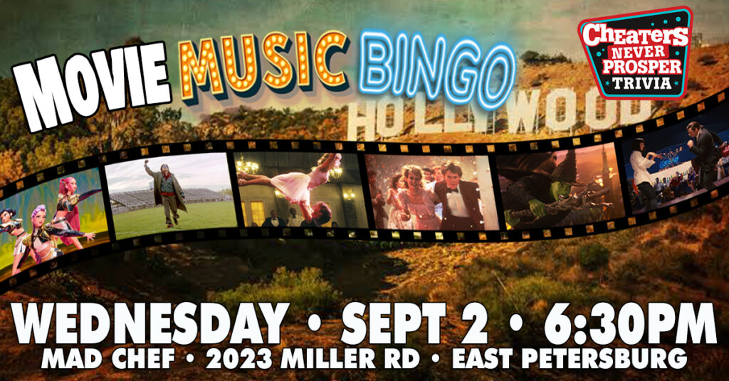 Movie Music Bingo at Mad Chef in East Petersburg, PA on September 2, 2026 at 6:30 pm