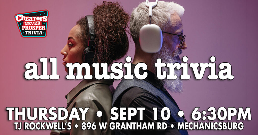 All Music Trivia at TJ Rockwell's in Mechanicsburg, PA on September 10, 2026 at 6:30 pm