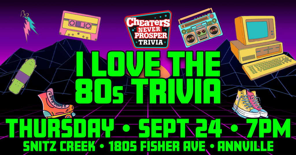 I Love the 80s Trivia at Snitz Creek Brewery in Annville, PA on September 24, 2026 at 7 pm