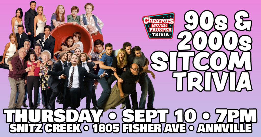 90s & 2000s Sitcom Trivia at Snitz Creek Brewery in Annville, PA on September 10, 2026 at 7 pm