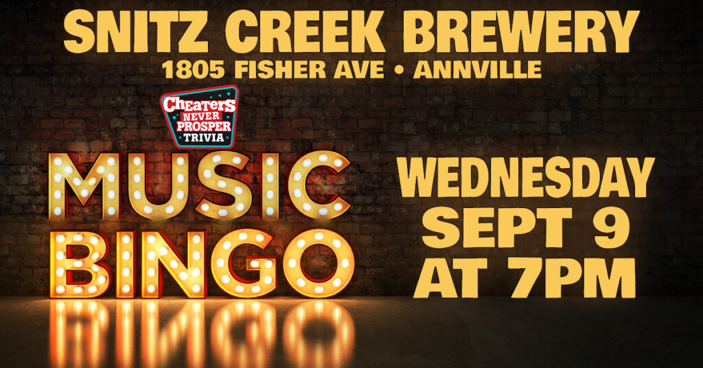 Music Bingo at Snitz Creek Brewery in Annville, PA on September 9, 2026 at 7 pm