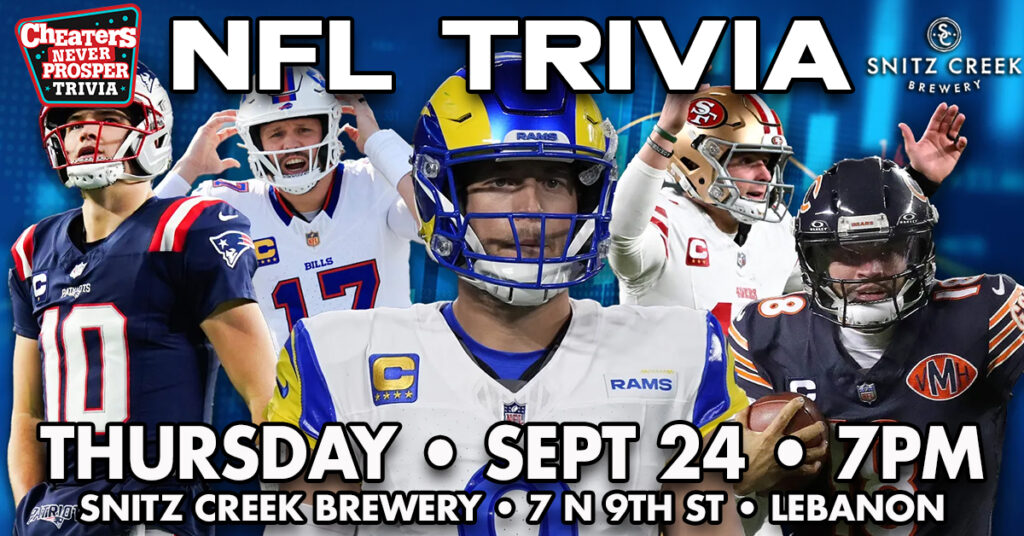 NFL Trivia at Snitz Creek Brewery in Lebanon, PA on September 24, 2026 at 7 pm