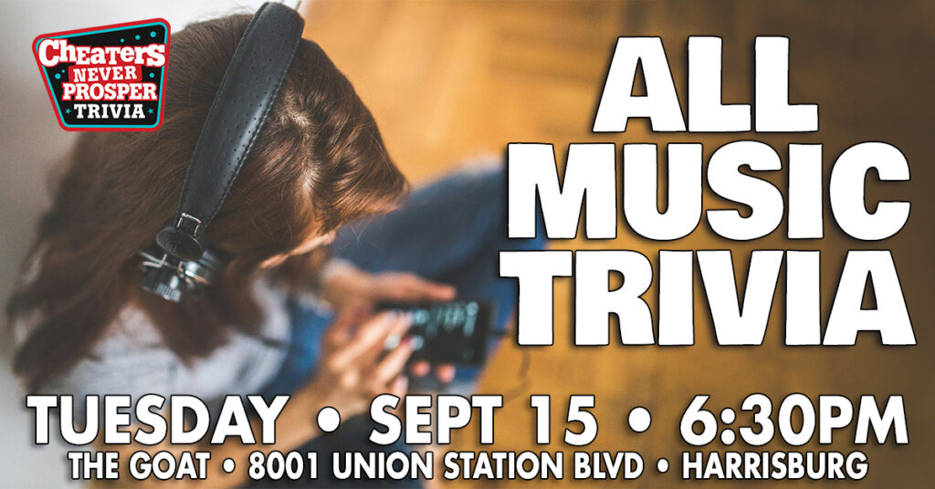 All Music Trivia at The Goat Brewing Co in Harrisburg, PA on September 15, 2026 at 6:30 pm