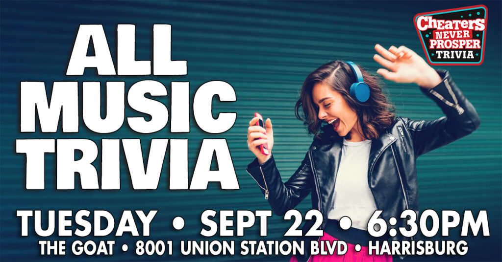 All Music Trivia at The Goat Brewing Co in Harrisburg, PA on September 22, 2026 at 6:30 pm