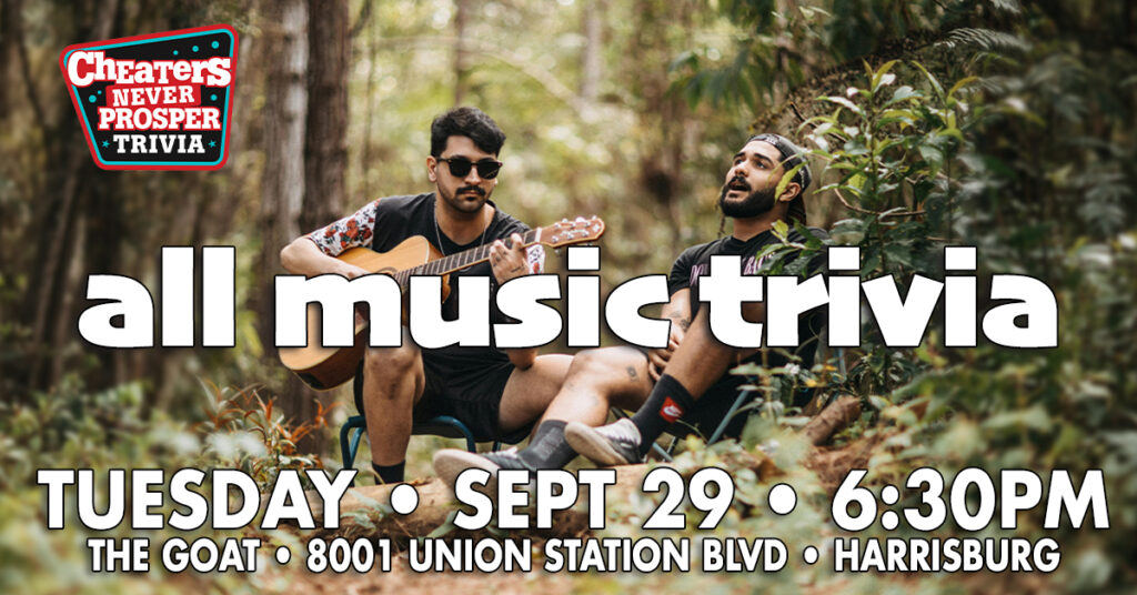 All Music Trivia at The Goat Brewing Co in Harrisburg, PA on September 29, 2026 at 6:30 pm