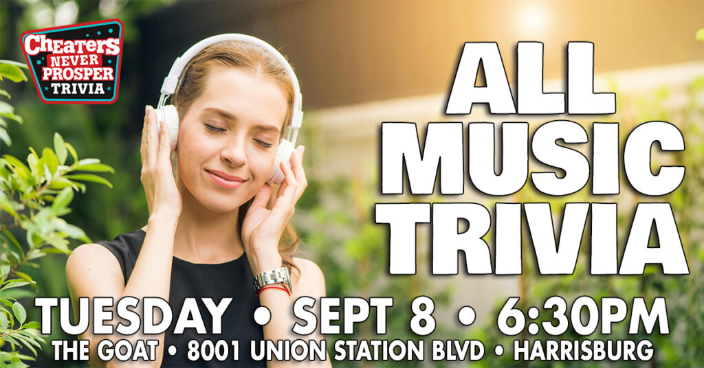 All Music Trivia at The Goat Brewing Co in Harrisburg, PA on September 8, 2026 at 6:30 pm