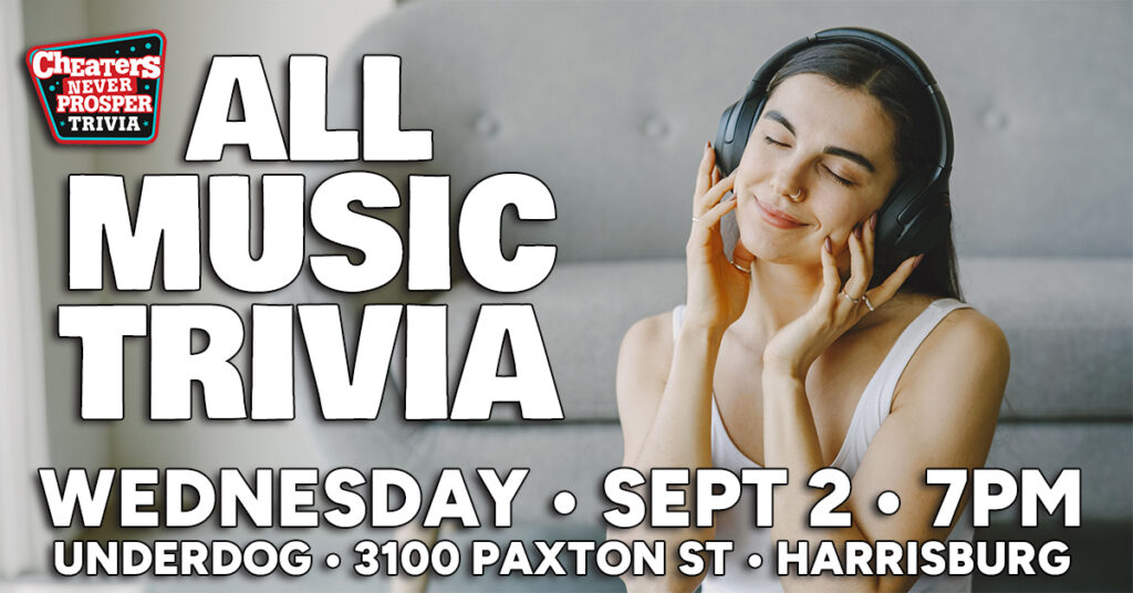 All Music Trivia at Underdog Sports Bar & Grill in Harrisburg, PA on September 2, 2026 at 7 pm