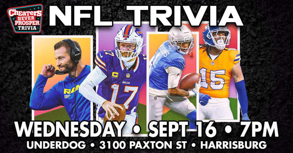 NFL Trivia at Underdog Sports Bar & Grill in Harrisburg, PA on September 16, 2026 at 7 pm