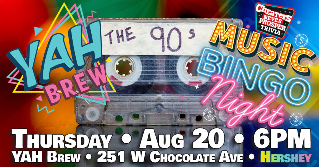 90s Music Bingo at YAH Brew in Hershey on August 20, 2026