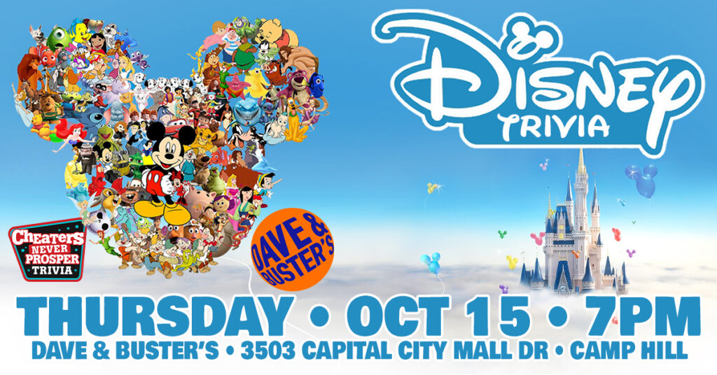 Disney Trivia at Dave & Buster's in Camp Hill, PA on October 15, 2026 at 7PM