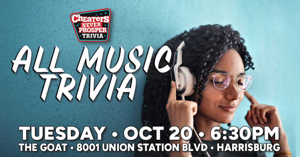 All Music Trivia at The Goat Brewing Co in Harrisburg on October 20, 2026 at 6:30PM