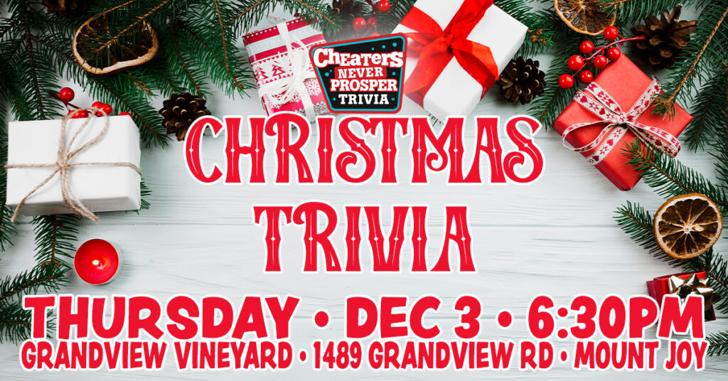 Christmas Trivia at Grandview Vineyard in Mount Joy on December 3, 2026 at 6:30pm