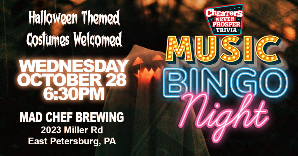 Halloween Music Bingo at Mad Chef Craft Brewing in East Petersburg on October 28, 2026 at 6:30 PM