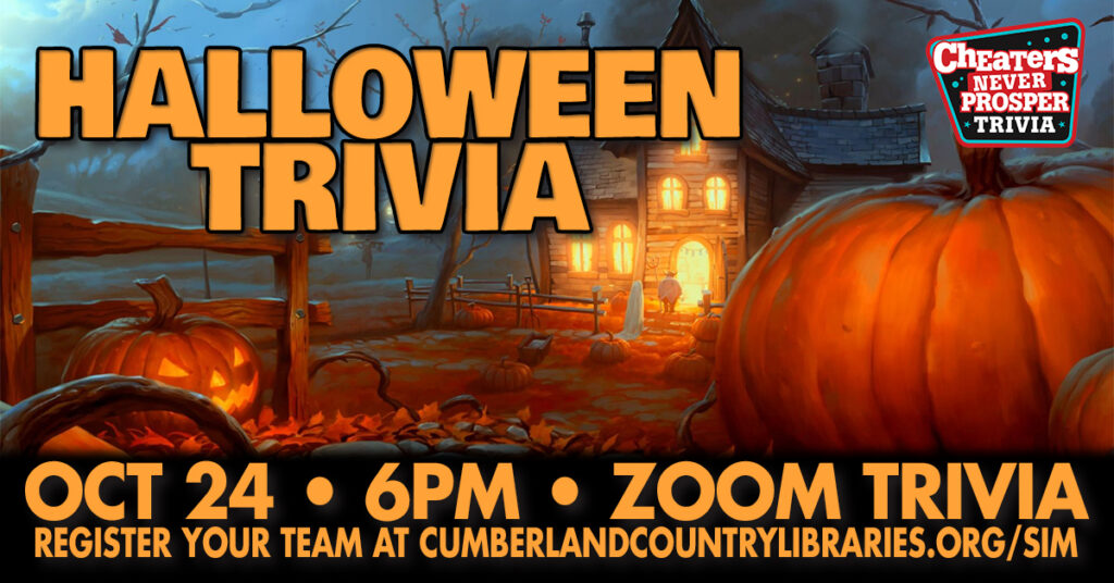 Virtual Halloween Trivia with Simpson Library on Zoom on October 24, 2026 at 6PM