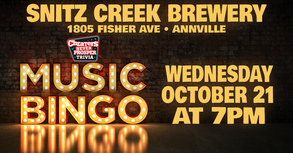 Music Bingo at Snitz Creek Brewery in Annville, PA on October 21, 2026 at 7PM