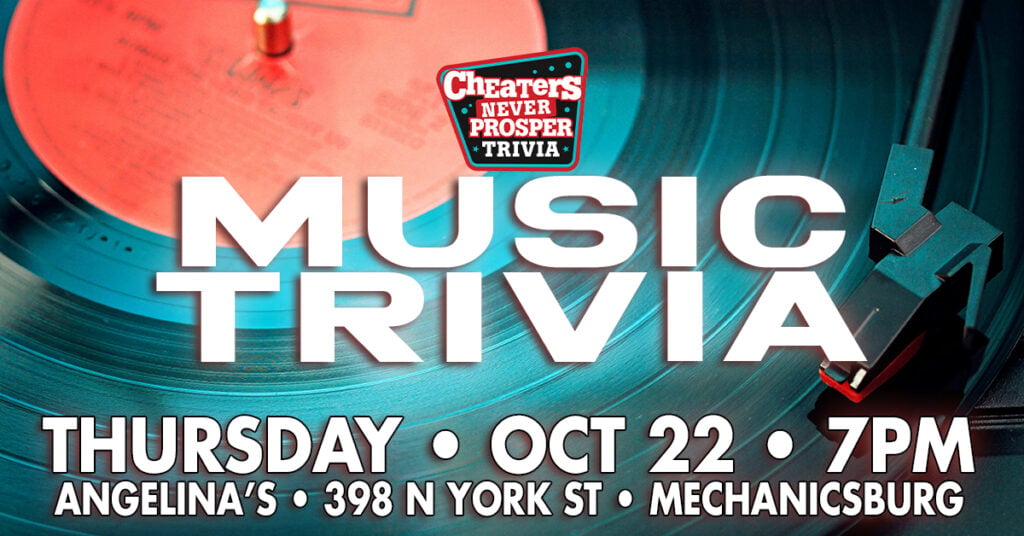 All Music Trivia at Angelina's Brewery & Grill in Mechanicsburg on October 22, 2026 at 7 PM