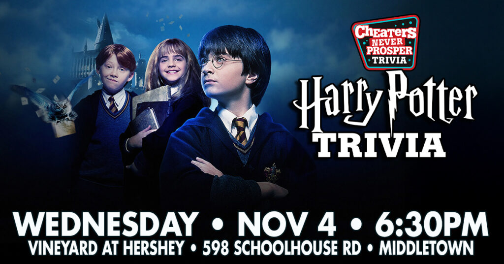 Harry Potter Trivia at The Vineyard at Hershey in Middletown on November 4, 2026 at 6:30 PM