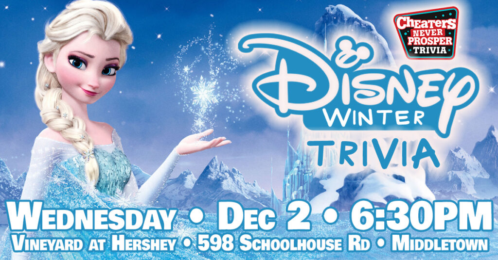 Disney Winter Trivia at The Vineyard at Hershey in Middletown on December 2, 2026 at 6:30 PM